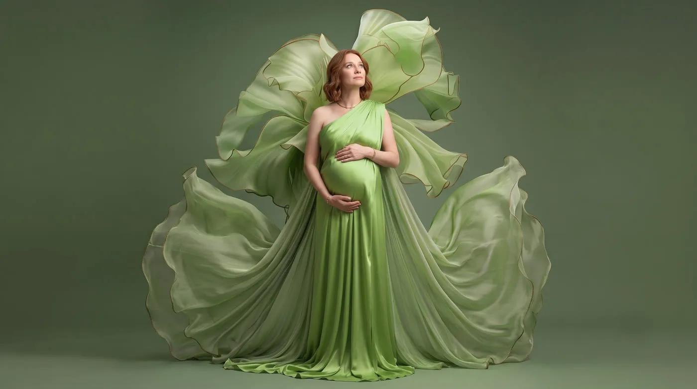 Photo artistique grossesse — rose verte, Amour et Lumière